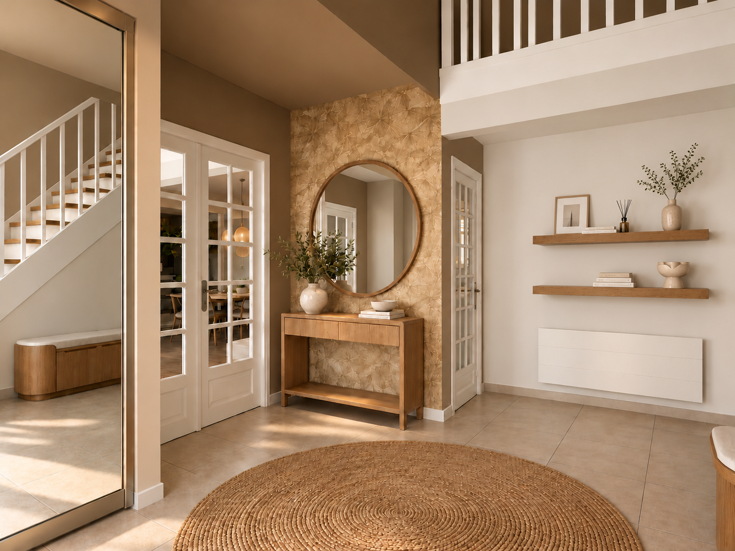 Aménagement et décoration d'une entrée contemporaine par une décoratrice d'intérieur à Angers